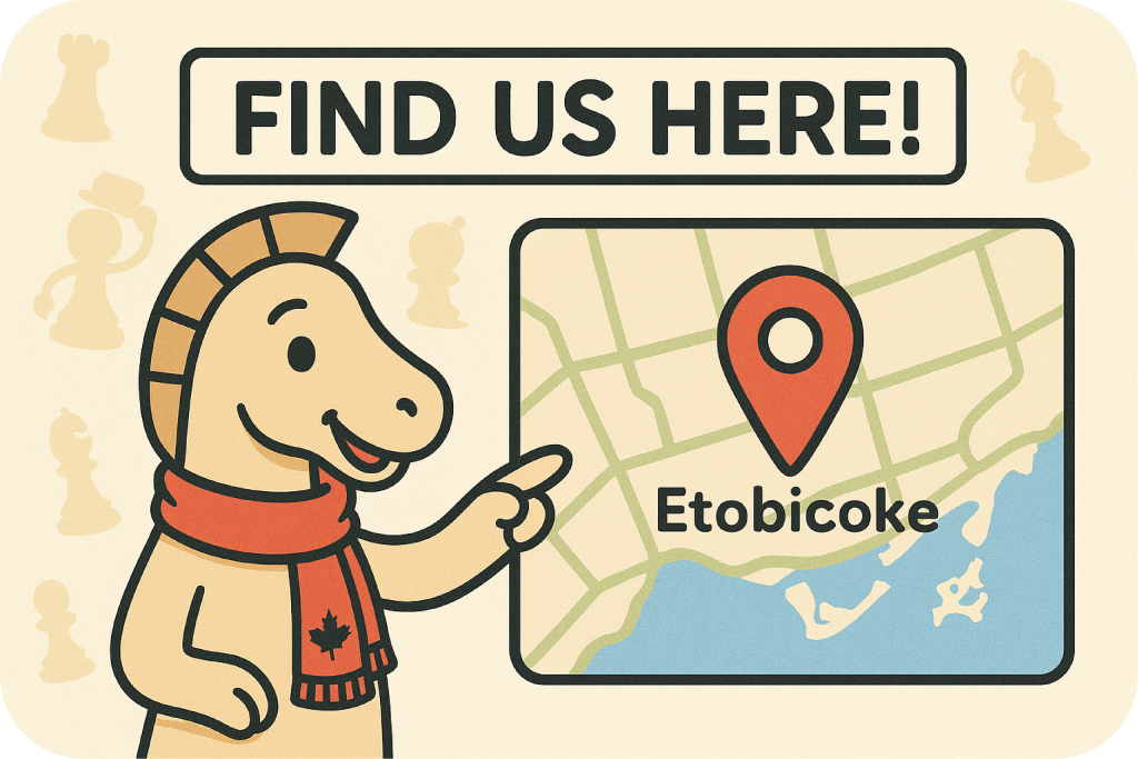 Knight pointing to Etobicoke map